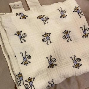 Aden + Anais muslin cotton swaddle monkey pattern